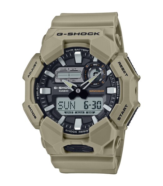 Montre CASIO G-SHOCK Homme GA-010-5AER Analogue-Digital Cadran MINERAL Noir Bracelet Résine Beige Etanchéité 20BAR