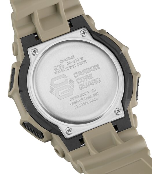 Montre CASIO G-SHOCK Homme GA-010-5AER Analogue-Digital Cadran MINERAL Noir Bracelet Résine Beige Etanchéité 20BAR