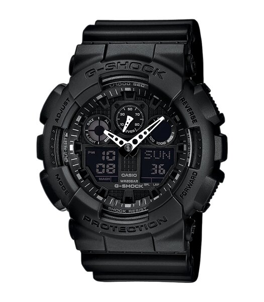 Montre CASIO G-SHOCK Homme GA-100-1A1ER Analogue-Digital Cadran MINERAL Noir Bracelet RESINE Noir Boucle ardillon Etanchéité 20BAR