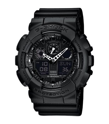 Montre CASIO G-SHOCK Homme GA-100-1A1ER Analogue-Digital Cadran MINERAL Noir Bracelet RESINE Noir Boucle ardillon Etanchéité 20BAR