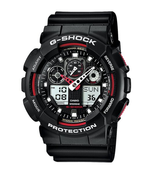 Montre CASIO G-SHOCK Homme GA-100-1A4ER Analogue-Digital Cadran MINERAL Noir Bracelet RESINE Noir Boucle ardillon Etanchéité 20BAR