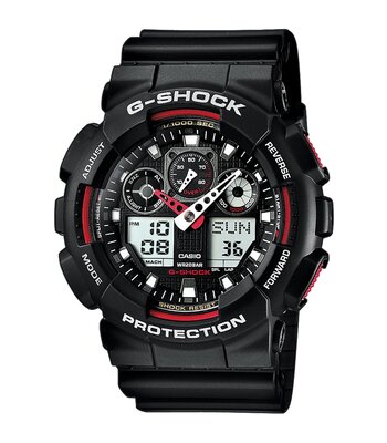 Montre CASIO G-SHOCK Homme GA-100-1A4ER Analogue-Digital Cadran MINERAL Noir Bracelet RESINE Noir Boucle ardillon Etanchéité 20BAR