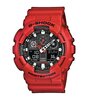 Montre CASIO G-SHOCK Homme GA-100B-4AER Analogue-Digital Cadran MINERAL Noir Bracelet RESINE Rouge Boucle ardillon Etanchéité 20BAR