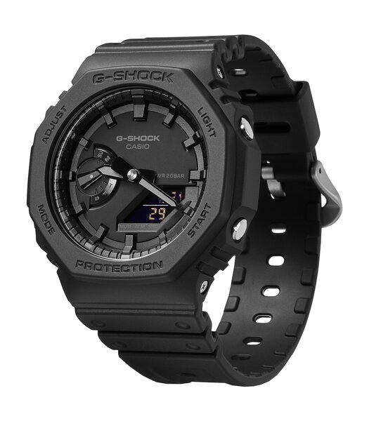 Montre CASIO G-SHOCK Homme GA-2100-1A1ER Analogue-Digital Cadran MINERAL Noir Bracelet RESINE Noir Boucle ardillon Etanchéité 20BAR