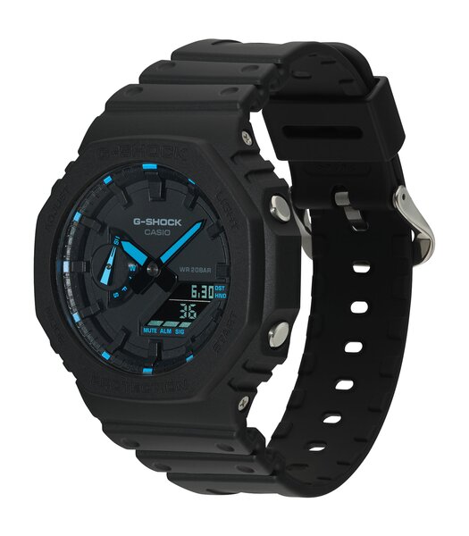 Montre CASIO G-SHOCK Homme GA-2100-1A2ER Analogue-Digital Cadran MINERAL Bleu Bracelet Résine Noir Boucle ardillon Etanchéité 20BAR
