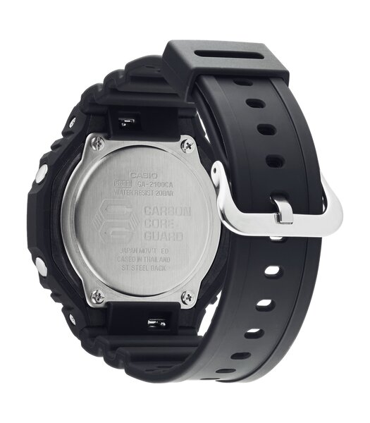Montre CASIO G-SHOCK Homme GA-2100-1A2ER Analogue-Digital Cadran MINERAL Bleu Bracelet Résine Noir Boucle ardillon Etanchéité 20BAR