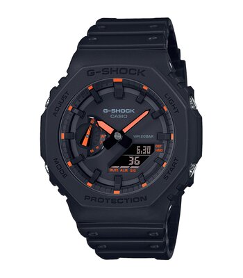Montre CASIO G-SHOCK Homme GA-2100-1A4ER Analogue-Digital Cadran MINERAL Rouge Bracelet Résine Noir Boucle ardillon Etanchéité 20BAR