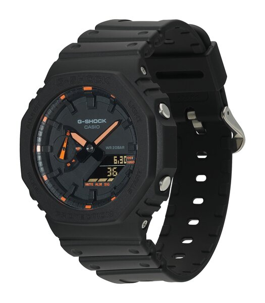Montre CASIO G-SHOCK Homme GA-2100-1A4ER Analogue-Digital Cadran MINERAL Rouge Bracelet Résine Noir Boucle ardillon Etanchéité 20BAR
