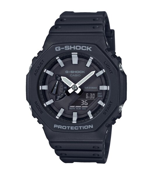 Montre CASIO G-SHOCK Homme GA-2100-1AER Analogue-Digital Cadran MINERAL Noir Bracelet RESINE Noir Boucle ardillon Etanchéité 20BAR