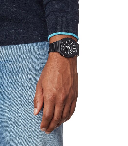 Montre CASIO G-SHOCK Homme GA-2100-1AER Analogue-Digital Cadran MINERAL Noir Bracelet RESINE Noir Boucle ardillon Etanchéité 20BAR