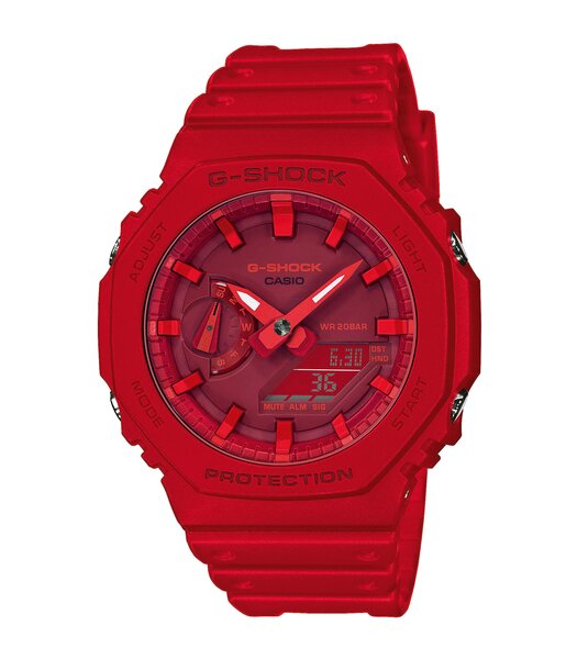 Montre CASIO G-SHOCK Homme GA-2100-4AER Digital + analogique Cadran Minéral Rouge Bracelet Résine Rouge Boucle ardillon Etanchéité 20 BAR