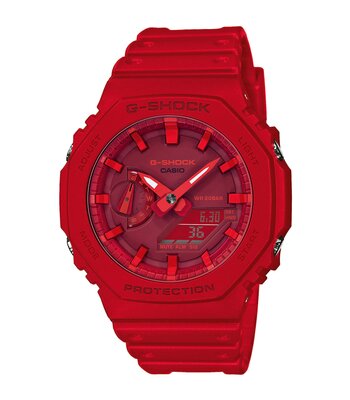 Montre CASIO G-SHOCK Homme GA-2100-4AER Digital + analogique Cadran Minéral Rouge Bracelet Résine Rouge Boucle ardillon Etanchéité 20 BAR