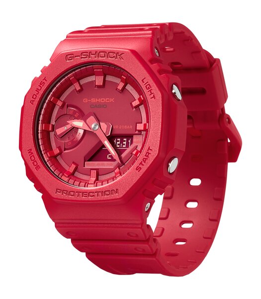 Montre CASIO G-SHOCK Homme GA-2100-4AER Digital + analogique Cadran Minéral Rouge Bracelet Résine Rouge Boucle ardillon Etanchéité 20 BAR