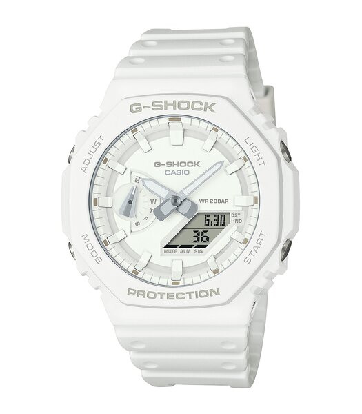Montre CASIO G-SHOCK Homme GA-2100-7A7ER Analogue-Digital Cadran MINERAL Blanc Bracelet Résine Blanc Boucle ardillon Etanchéité 20BAR