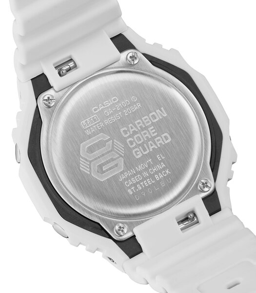 Montre CASIO G-SHOCK Homme GA-2100-7A7ER Analogue-Digital Cadran MINERAL Blanc Bracelet Résine Blanc Boucle ardillon Etanchéité 20BAR