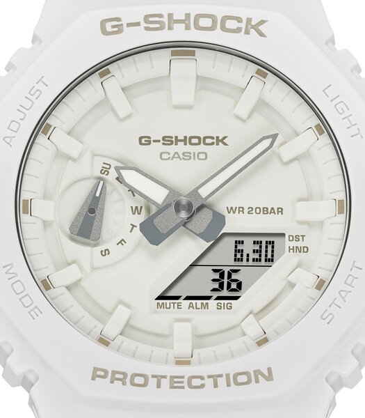 Montre CASIO G-SHOCK Homme GA-2100-7A7ER Analogue-Digital Cadran MINERAL Blanc Bracelet Résine Blanc Boucle ardillon Etanchéité 20BAR