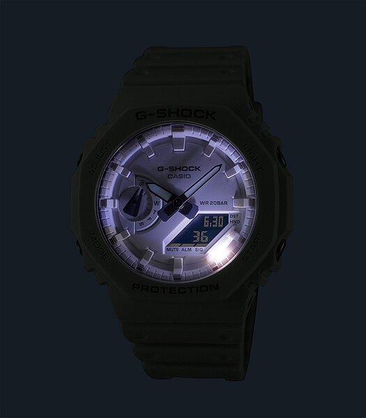 Montre CASIO G-SHOCK Homme GA-2100-7A7ER Analogue-Digital Cadran MINERAL Blanc Bracelet Résine Blanc Boucle ardillon Etanchéité 20BAR