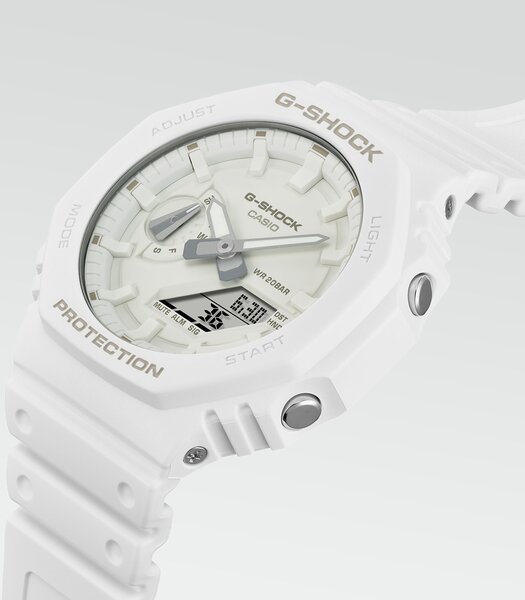 Montre CASIO G-SHOCK Homme GA-2100-7A7ER Analogue-Digital Cadran MINERAL Blanc Bracelet Résine Blanc Boucle ardillon Etanchéité 20BAR