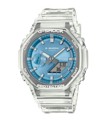 Montre CASIO G-SHOCK Homme GA-2100BM-7A2ER Analogue-Digital Cadran MINERAL Bleu Bracelet Résine Transparent Etanchéité 20BAR