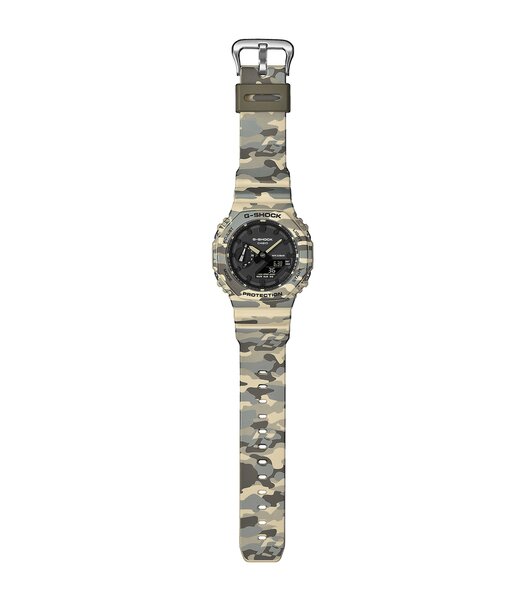 Horloge CASIO G-SHOCK Heren GA-2100CM-5AER Analoog-digitaal Behuizing MINERAAL Zwart Bracelette Hars Beige Etanchéiteiten 20BAR