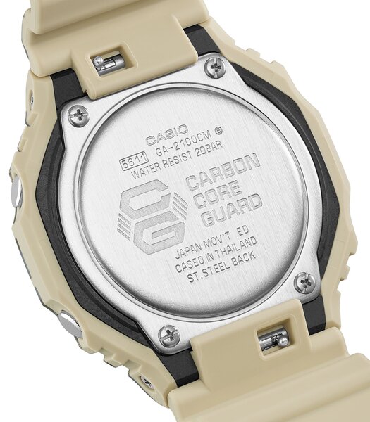 Horloge CASIO G-SHOCK Heren GA-2100CM-5AER Analoog-digitaal Behuizing MINERAAL Zwart Bracelette Hars Beige Etanchéiteiten 20BAR