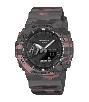 Montre CASIO G-SHOCK Homme GA-2100CM-8AER Analogue-Digital Cadran MINERAL Noir Bracelet Résine Gris Etanchéité 20BAR