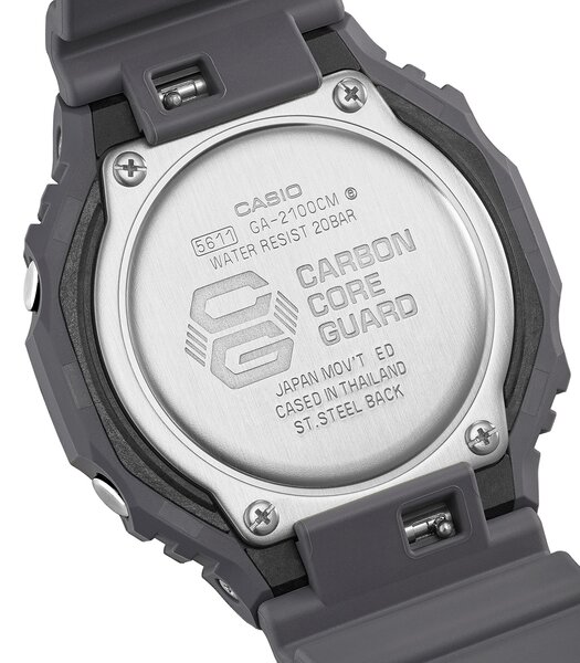 Montre CASIO G-SHOCK Homme GA-2100CM-8AER Analogue-Digital Cadran MINERAL Noir Bracelet Résine Gris Etanchéité 20BAR