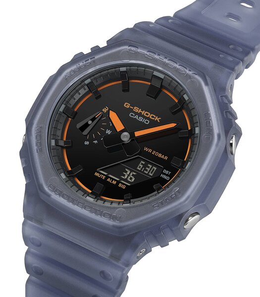 Horloge CASIO G-SHOCK Heren GA-2100K-2AER Analoog-digitaal Behuizing MINERAAL Zwart Bracelette Hars Blauw Etanchéiteiten 20BAR