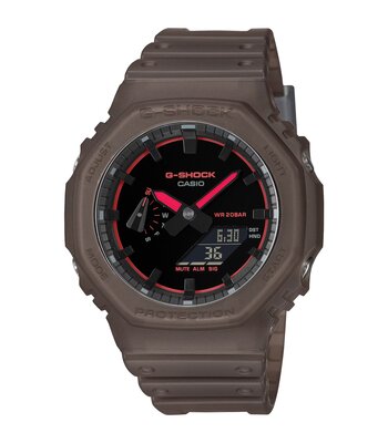 Montre CASIO G-SHOCK Homme GA-2100K-5AER Analogue-Digital Cadran MINERAL Noir Bracelet Résine Marron Etanchéité 20BAR