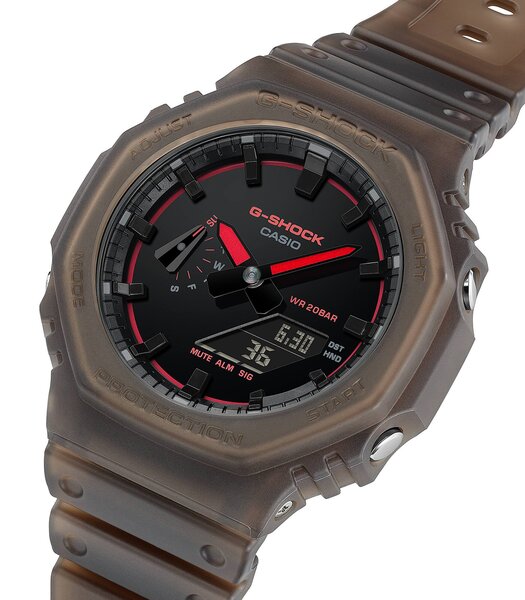 Montre CASIO G-SHOCK Homme GA-2100K-5AER Analogue-Digital Cadran MINERAL Noir Bracelet Résine Marron Etanchéité 20BAR