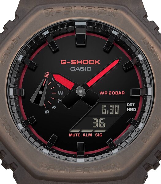 Montre CASIO G-SHOCK Homme GA-2100K-5AER Analogue-Digital Cadran MINERAL Noir Bracelet Résine Marron Etanchéité 20BAR