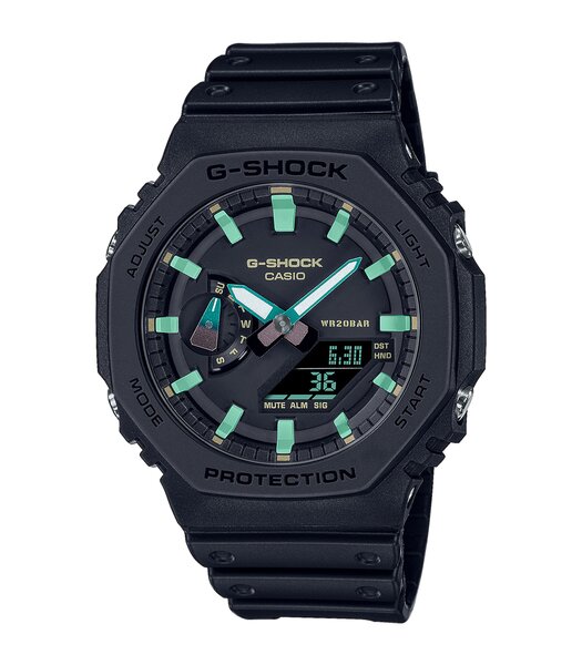 Montre CASIO G-SHOCK Homme GA-2100RC-1AER Analogue-Digital Cadran MINERAL Noir Bracelet Résine Noir Boucle ardillon Etanchéité 20BAR