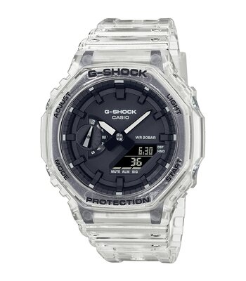 Montre CASIO G-SHOCK Homme GA-2100SKE-7AER Analogue-Digital Cadran MINERAL Noir Bracelet RESINE Transparent Boucle ardillon Etanchéité 20BAR