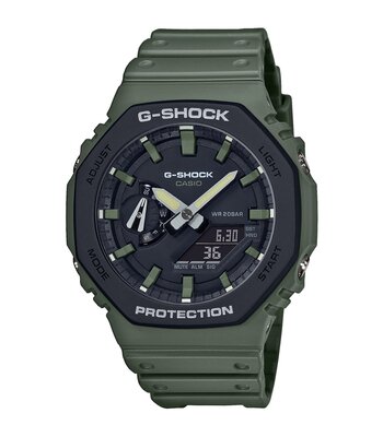Montre CASIO G-SHOCK Homme GA-2110SU-3AER Analogue-Digital Cadran MINERAL Noir Bracelet RESINE Khaki Boucle ardillon Etanchéité 20BAR