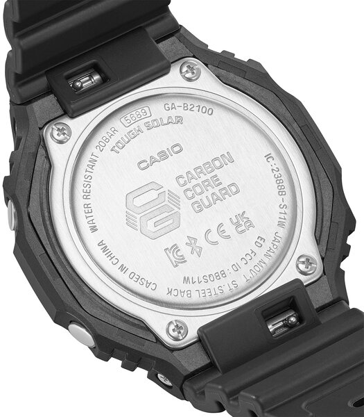 Montre CASIO G-SHOCK Homme GA-B2100-1AER Digital + analogique Cadran Minéral Noir Bracelet Résine Noir Boucle ardillon Etanchéité 20 BAR