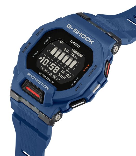 Montre CASIO G-SHOCK Homme GBD-200-2ER Digital Cadran MINERAL Noir Bracelet Résine Bleu Boucle ardillon Etanchéité 20BAR