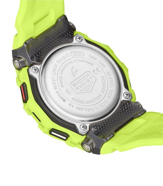 Horloge CASIO G-SHOCK Heren GBD-200-9ER Digitaal Behuizing MINERAAL Zwart Bracelette Hars Geel Boucle ardillon Etanchéiteiten 20BAR