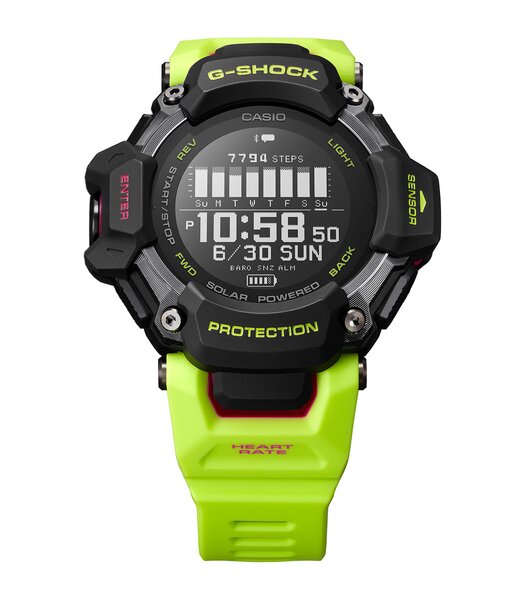 Horloge CASIO G-SHOCK Heren GBD-H2000-1A9ER Digitaal Behuizing MINERAAL Zwart Bracelette Hars Geel Boucle ardillon Etanchéiteiten 20BAR