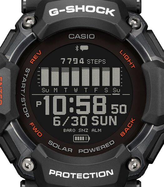Horloge CASIO G-SHOCK Heren GBD-H2000-1AER Digitaal Behuizing MINERAAL Zwart Bracelette Hars Zwart Boucle ardillon Etanchéiteiten 20BAR