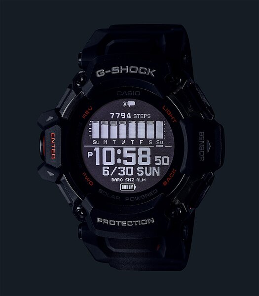 Horloge CASIO G-SHOCK Heren GBD-H2000-1AER Digitaal Behuizing MINERAAL Zwart Bracelette Hars Zwart Boucle ardillon Etanchéiteiten 20BAR