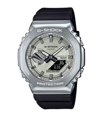 Montre CASIO G-SHOCK Homme GBM-2100A-8BER Analogue-Digital Cadran MINERAL Gris Bracelet Acier inoxydable Argenté Etanchéité 20BAR