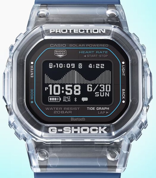 Montre CASIO G-SHOCK Homme GBX-H5600-2ER Digital Cadran Acrylique Noir Bracelet Résine recyclé Bleu Etanchéité 20 ATM