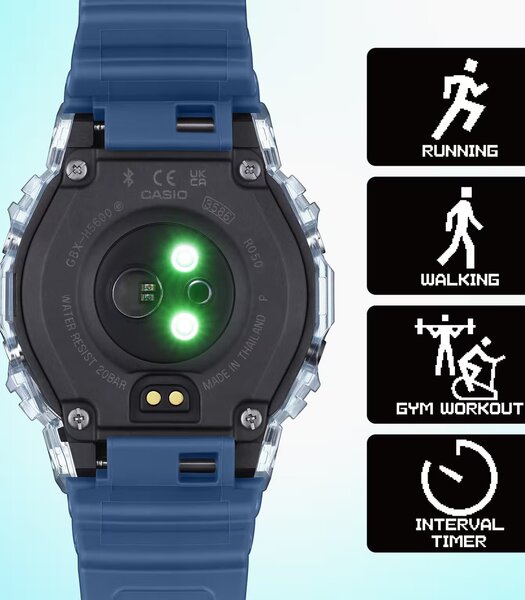 Montre CASIO G-SHOCK Homme GBX-H5600-2ER Digital Cadran Acrylique Noir Bracelet Résine recyclé Bleu Etanchéité 20 ATM