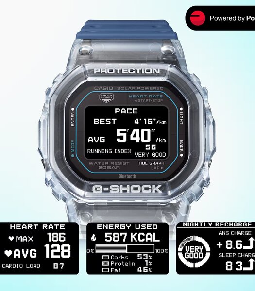 Montre CASIO G-SHOCK Homme GBX-H5600-2ER Digital Cadran Acrylique Noir Bracelet Résine recyclé Bleu Etanchéité 20 ATM
