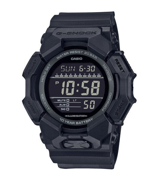 Horloge CASIO G-SHOCK Heren GD-010-1A1ER Digitaal Behuizing MINERAAL Zwart Bracelette Hars Zwart Etanchéiteiten 20BAR