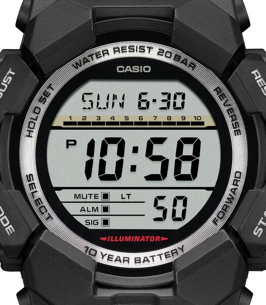 Montre CASIO G-SHOCK Homme GD-010-1ER Digital Cadran MINERAL Gris Bracelet Résine Noir Etanchéité 20BAR