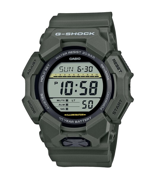 Montre CASIO G-SHOCK Homme GD-010-3ER Digital Cadran MINERAL Noir Bracelet Résine Vert Etanchéité 20BAR