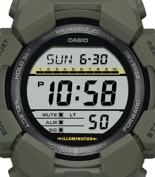 Montre CASIO G-SHOCK Homme GD-010-3ER Digital Cadran MINERAL Noir Bracelet Résine Vert Etanchéité 20BAR