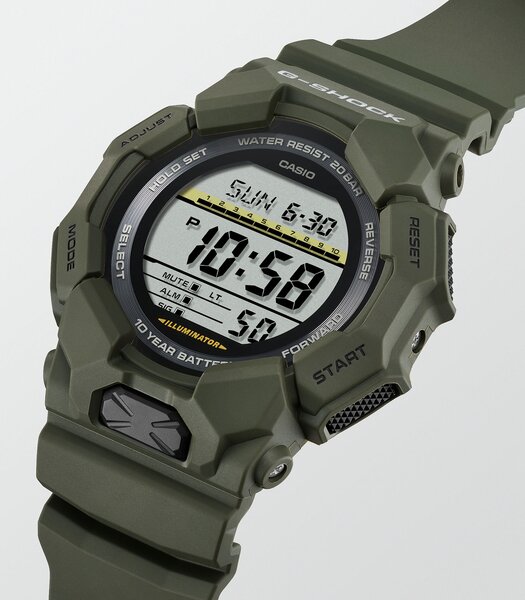 Montre CASIO G-SHOCK Homme GD-010-3ER Digital Cadran MINERAL Noir Bracelet Résine Vert Etanchéité 20BAR