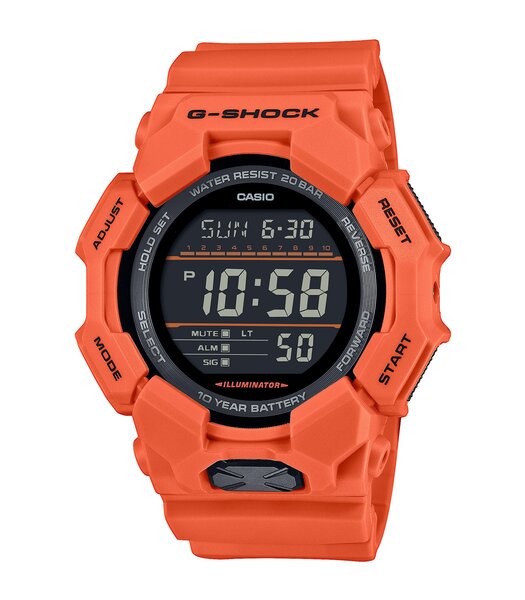 Montre CASIO G-SHOCK Homme GD-010-4ER Digital Cadran MINERAL Noir Bracelet Résine Orange Etanchéité 20BAR